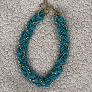 Vintage Aqua Braided Bead Necklace